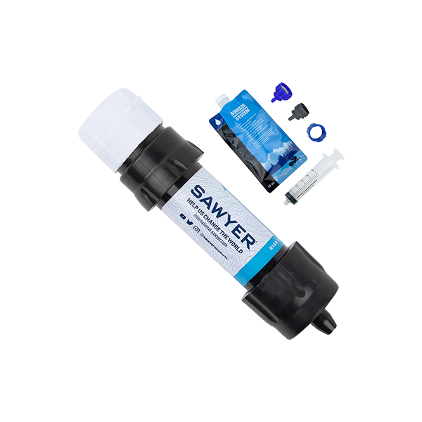 A Sawyer dual threaded mini water filtration system