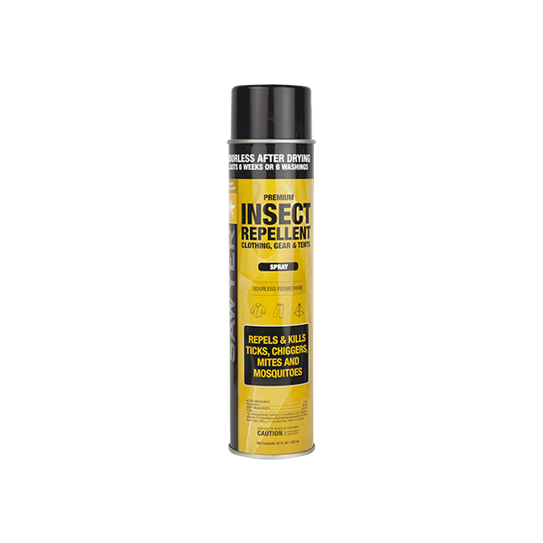 A can of Sawyer Permethrin aerosol spray insect repellent spray