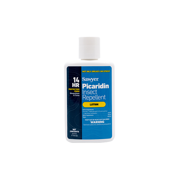 A bottle of Sawyer Picaridin insect repellent lotion